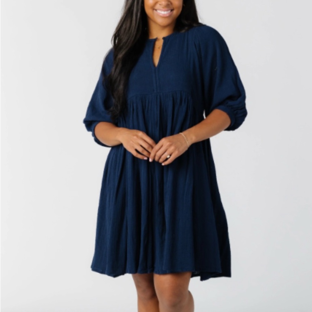 Navy Blue Flowy Dress (baby doll style)
